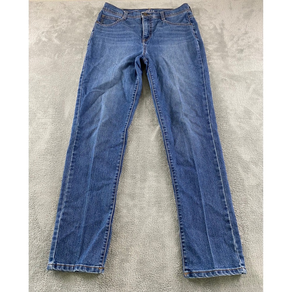 Style & Co Womens Slim Leg Jeans Medium Wash Blue Denim Size 8 High Rise Stretch
